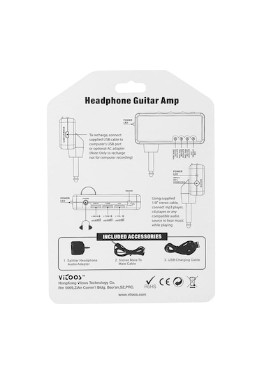 Leezsing Vitoos Heavy Rock V2 Taşınabilir Şarjlı Kulaklık Gitar Amfisi - Distorsiyon Efektli, Usb Bağlantılı