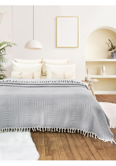 Battaniye Pamuk Riona 180x200 Cm Gri