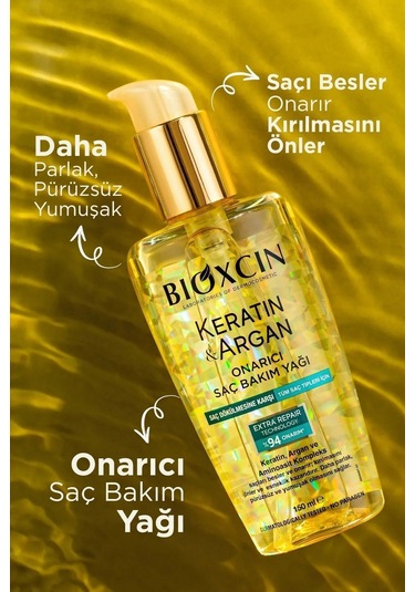 Keratin & Argan Onarıcı Şampuan 300ml + Keratin Argan Saç Bakım Yağı + Saç Kremi+onarıcı Sıvıyağ