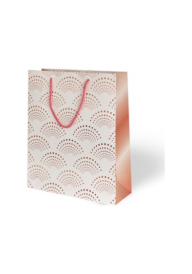 Geometri Desenli Lüks Karton Çanta Varak Baskılı Kırmızı 26x32 Cm 1 Adet