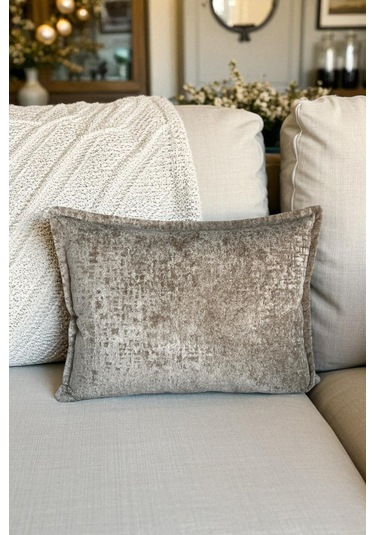 Kırlent İthal Kadife Kumaş - 35x50cm Yumuşak Dokulu Dekoratif Özel Tasarım Kırlent Kılıfı Bej