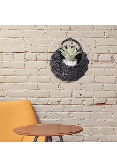 Suntek Magideal Hasır Asılı Çiçek Sepeti Duvar Ekici Çim Yard Siyah