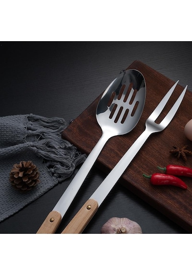 Hanyang Paslanmaz Çelik Spatula Mutfak Eşyaları Ahşap Saplı Spatula Mutfak Pişirme Spatula 304-d Sanded