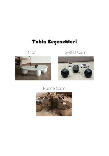 Modern Orta Sehpa & Küre Sehpa & Top Sehpa & Cam Sehpa Koyu Ceviz