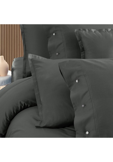 Sarev Monochrome Dark Gray %100 Pamuk Saten ''300 Tc" Nevresim Takımı Ks V9 Kahverengi