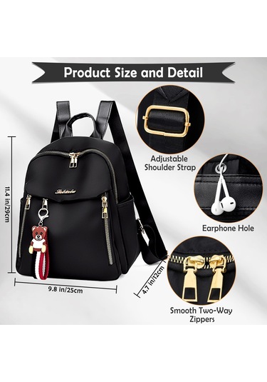 Kadın Sırt Çantası, Küçük Şehir Sırt Çantası, Gündelik, Siyah