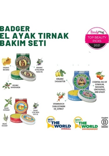 Badger Tırnak Bakım Kremi + Ayak Bakım Kremi + El Kremi 3 x 21 G