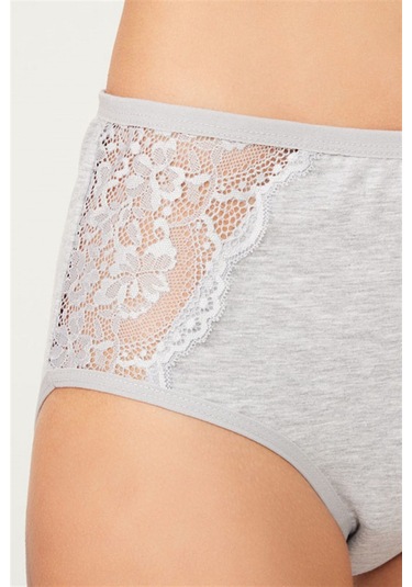 Dantel Detaylı Klasik Pamuklu Bato Külot 3'lü Paket - 3 - Çok Renkli