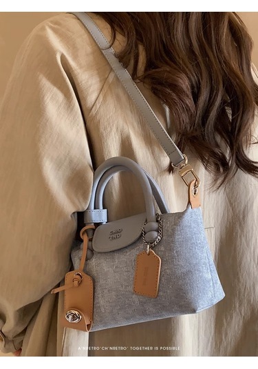 Nanfeng Mini Denim Blue Kadın El Çantası Gri