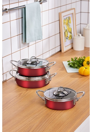 Karaca Ateş Emaye 6 Parça Omlet Seti Bordo