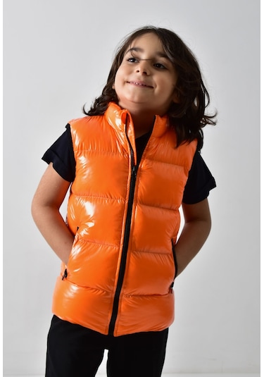 Banada Moda Erkek Çocuk Parlak Turuncu Şişme Yelek
