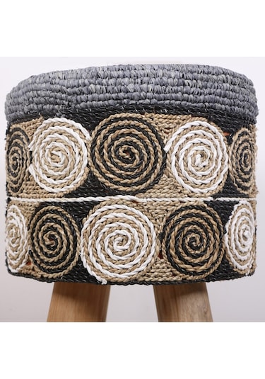 Rafya Puf & Stools-doğal Teak Gövde 42x50 Cm Mix