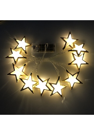 Soulader Usb İle Çalışan 1.65 Metre 10 Işıklı Sıcak Beyaz Led Yıldız Ve Ay Aydınlatma Dekor Işık Demeti Çok Renkli