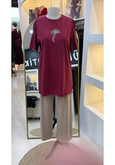 Qmash Kısa Kollu Tişört 4317 Bordo