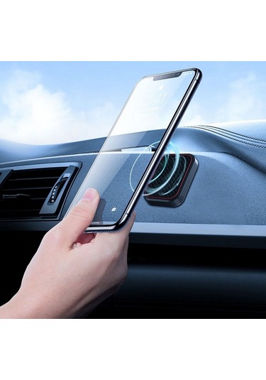 Sones Düz Yapışkanlı Manyetik Araba Cep Telefonu Navigasyon Tutucu Gri