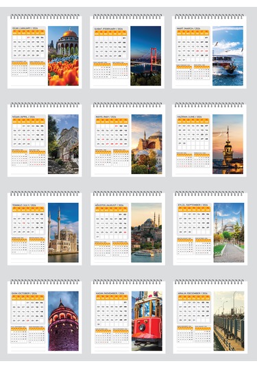 2026 İstanbul Manzara Masa Takvimi-16x15 Cm