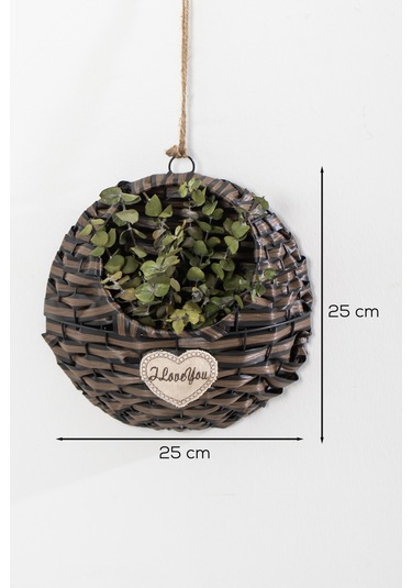 Porsima 2065-1 Kahve Dekoratif Çok Amaçlı Saksılık Hasır Modelli Saksı Çiçeklik