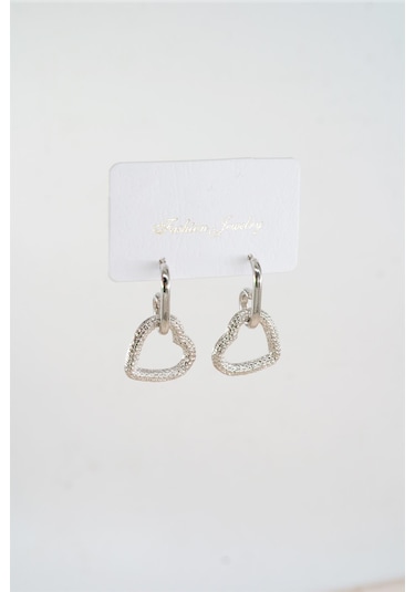 Kadın Özel Tasarım Sallantılı Kalp Model Küpe Çok Renkli