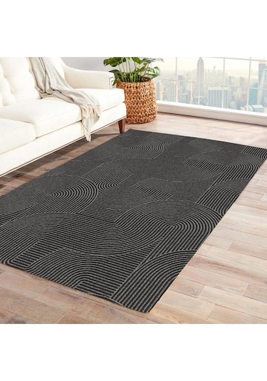 Jassrug Rölyef Halı 150x220 Joy Antrasit Antrasıt Makine Halısı