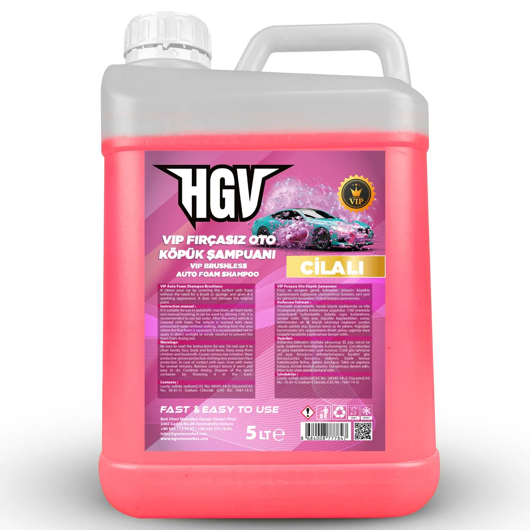 Fırçasız Oto Köpük Şampuanı 5 Lt Vıp Profesyonel Hgv