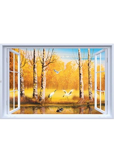 Pazly Suntek Sticker Pencere Manzara Görünümü Ev Duvar Art 3d Fi Ahşap