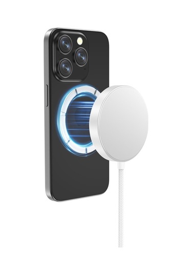 Tongxida Yf-m5c iPhone Uyumlu 12-16 Serisi Qi2 Şarj Pedi, Alüminyum Alaşım 15w Manyetik Kablosuz Şarj Beyaz