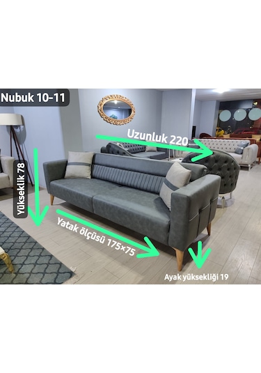 Mimoza Üçlü Koltuk Nubuk Antrasit