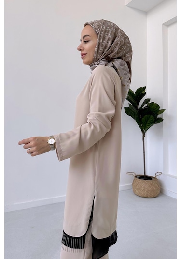 Kahijab Etek Ucu Zincir Takım - Bej