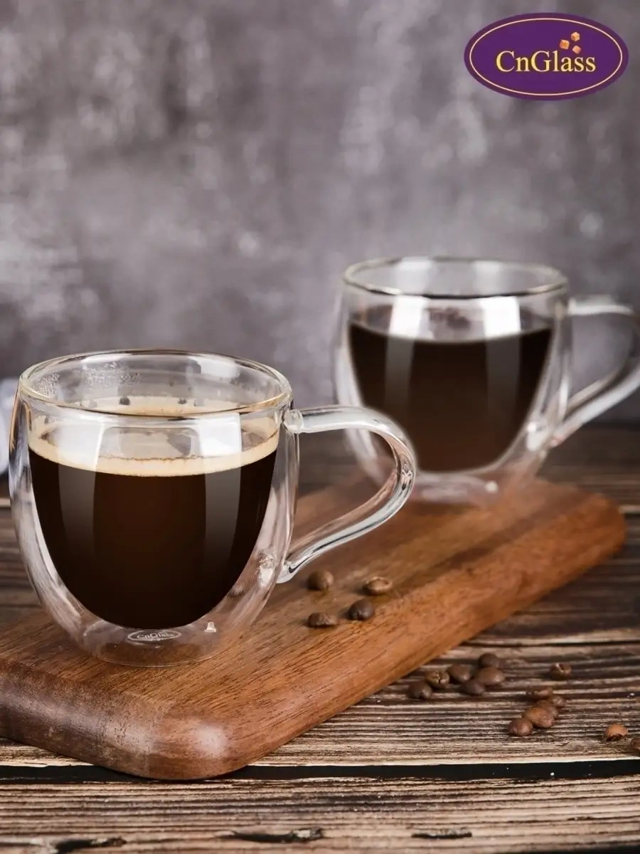 Cnglass Çift Tabanlı Kahve Ve Çay Bardağı 280 Ml 2'li Set. 7473065 Beyaz