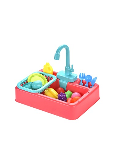 Gajeena Çocuklar İçin Elektrikli Mutfak Lavabo Oyuncak Seti, Turuncu, Su Döngüsü Sistemi Ve Eğitici Özellikler, 8 Parça Meyve Sebze Ve Beste Takımı
