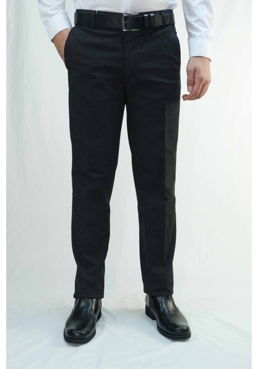 Erkek Siyah Pamuk Petek Desen Pantolon Siyah