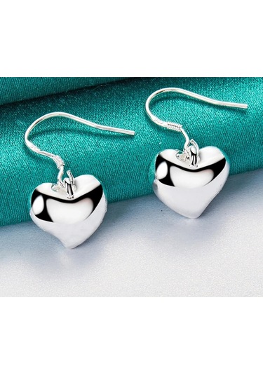 925 Ayar Gümüş Salanan Kalp Küpe