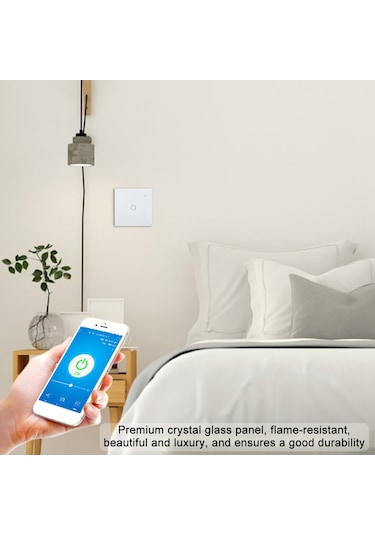 Konesam Akıllı Dokunmatik Wifi Anahtar, Alexa Ve Google Home Desteği, Cam Panel, Uzaktan Kontrol, 85-230v, 1 Yol Neo Coolcam Lisanslı