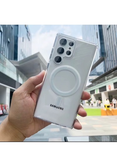 Samsung Uyumlu S24 Fe İçin Kılıf Kamera Korumalı Magsafe Wireless Şarj Özellikli Şeffaf Kılıf