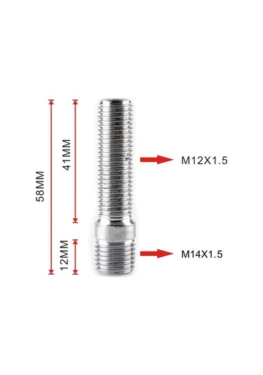 Cbtx 20 Adet 5.8cm Evrensel Araba Modifikasyonu Genişletilmiş Tekerlekler Saplama Dönüşüm M14x1.5 İla M12x1.5 Vida Adaptörü Ln032 Ln033 Ln044