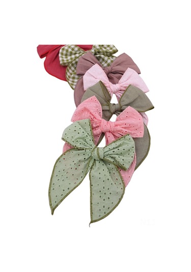 Ximistore9 Kız Çocuk 12 Renkli Örgülü Büyük Bow Clip - Pamuklu Kumaş Saçaksesuarı, Yumuşak Kadife Dokulu Günlük Kullanim