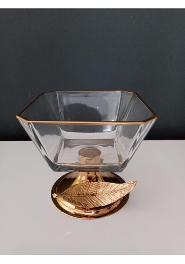 Selim Dekor Tüylü Kare 10 Cm Şekerlik Altın