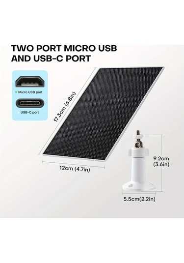 Besthome1 Dream011 3w Güneş Enerjili Şarj Cihazı, Siyah, 2 Adet