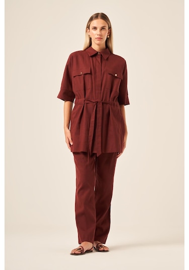Ftz Women Kadın Keten Takım Bordo 31196 Bordo