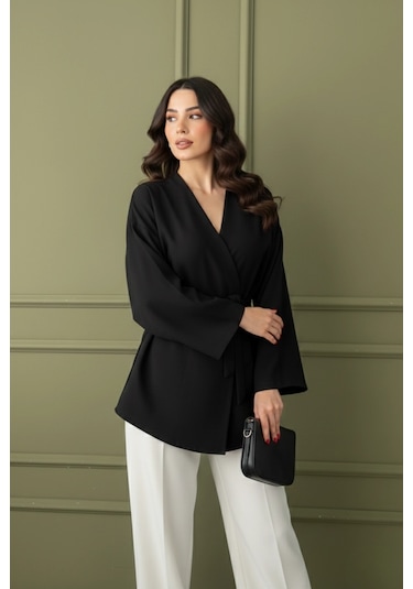 Kadın Kuşaklı Kimono 1177 Siyah