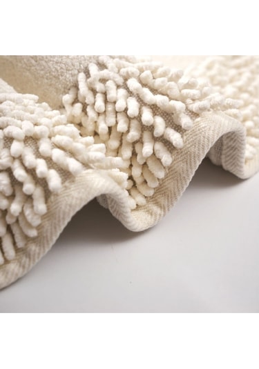 Tiffany Oval 2'li Pamuklu Klozet Takımı Krem Banyo Paspas Seti 60 x 100 / 50 x 60 CM Krem