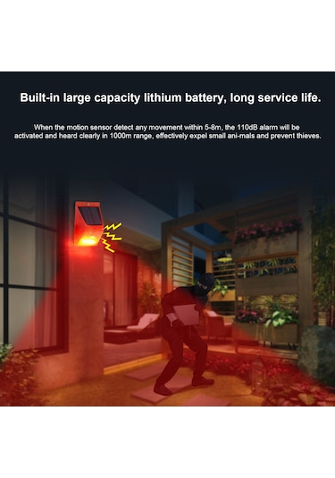 Moveevo Güneş Enerjili Hareketli Alarm Işığı 110db - Hayvan Ve Girişici Kovucu, 4 Çalışma Modu, Ip65 Su Geçirmez, Dahili Li-pol Batarya Kumanda Yok Moveevo Güneş Enerjili Hareketli Alarm Işığı 110db - Hayvan Ve Girişici Kovucu, 4 Çalışma Modu, Ip65 Su Geçirmez, Dahili Li-pol Batarya Kumanda Yok