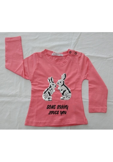 Peri Masalı Kız Bebek Tavşanlı Pullu Tek Body 6-18 Ay Somon