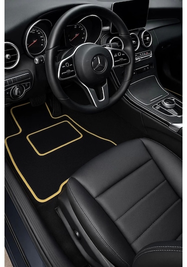 5 Parça Universal Topuk Destekli Oto Halı Paspas Takımı Kenar Renk Sarı