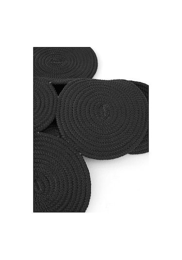 Cool Halı Luke 508 Siyah Yuvarlak Halı Bohem Örgü Hasır Kilim Dekoratif Mutfak Balkon Banyo Halısı