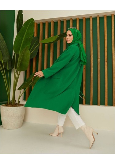 TrendMarfa Önü Düğmeli Kuşaklı Yeşil