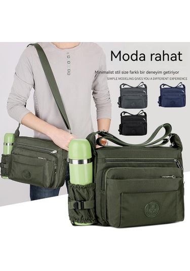 Büyük Boy Tek Askılı Modaya Uygun Şık Ve Dayanıklı Naylon Çapraz Çanta Siyah