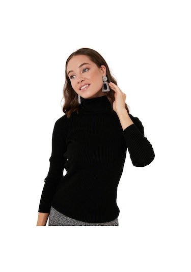 Lela Fitilli Regular Fit Balıkçı Yaka Soft Akrilik Bayan Kazak 4614102 Siyah Lela Fitilli Regular Fit Balıkçı Yaka Soft Akrilik Bayan Kazak 4614102 Siyah