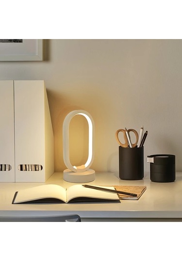 Cordial Beyaz Uc Renk Sonsuz Karartma Yatak Basi Lambasi Minimalist Oval Oturma Odasi Ofis Yurt Masa Lambasi Hediye 16renk Şarj Edilebilir