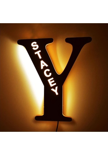 Honeybeeshop Y Zouwıı Kisilesellestirilmis Led Duvar Gece Lambasi Buyuk Harfle Ozel Isim Tarih Geri Donusturulmus Ahsap Usb Yatak Odasi Dekoru Ciftler Yil Donumu Hediyesi Beyaz